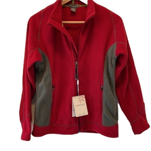 SzS Outer Boundary Overland Micro Fleece Full Zip Sweater vintage red/grey NWT - Picture 2 of 8